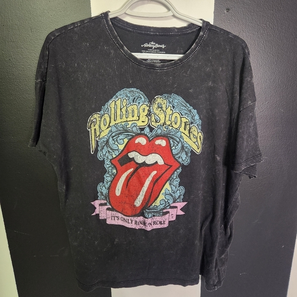 Rolling Stones Black Short Sleeve Tee with Iconic Graphic